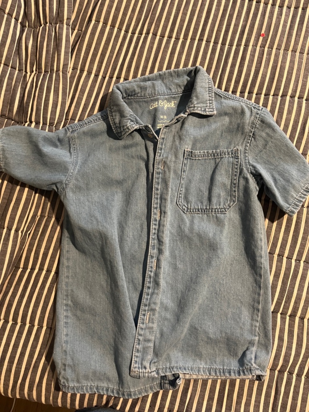 Cat & Jack Light Blue Short-Sleeve Denim Button-Down Shirt